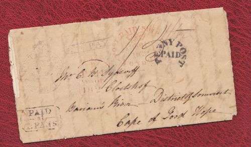 Cape of Good Hope early incoming mail Ship Letter cancellers etc scarce 1829.