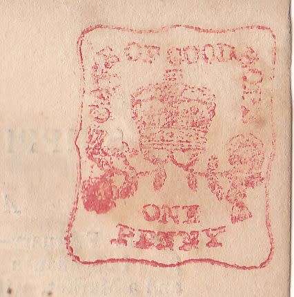 Cape of Good Hope 1827 Gazette complete note 1d duty applied.