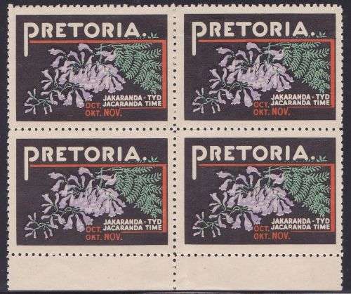 Pretoria Publicity labels block of (x4) marginal item.