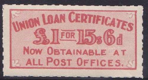 Union Loans Publicity label mint unmounted.