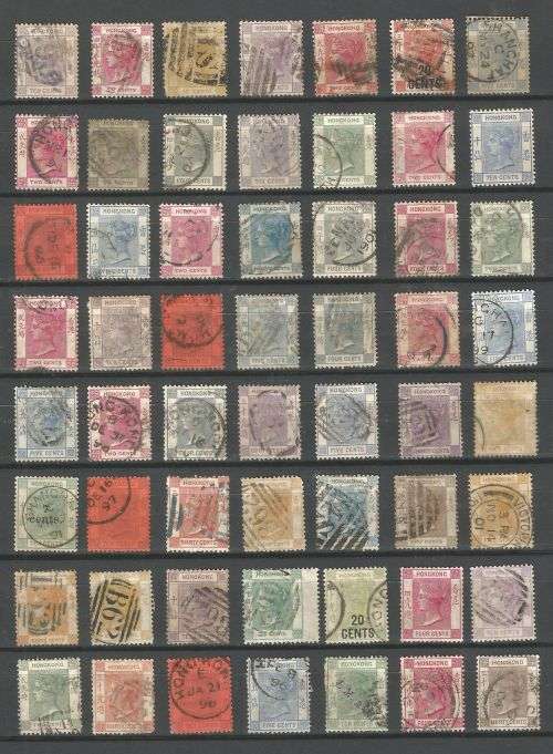 Hong Kong Queen Victoria used lot (x56) stamps.