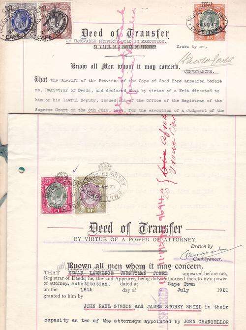 Union George v revenue documents (x2) 1917 and 1921.