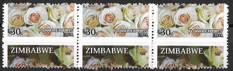 Zimbabwe variety 30c misperforation 2014.