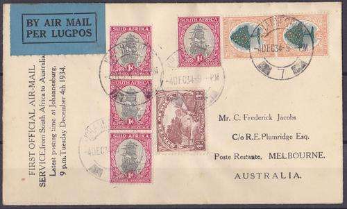 First Official Air Mail 1934 to Australia.