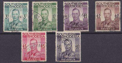 Southern Rhodesia George vi stamps to 10 pounds.