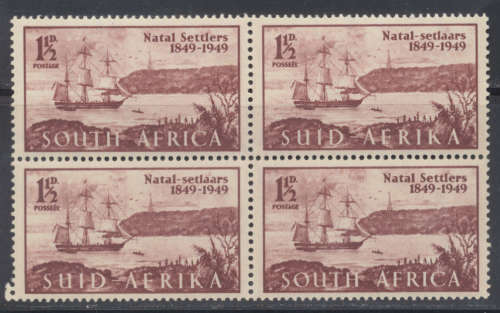 SA UNION - NATAL SETTLERS BLOCK OF 4 -  MINT