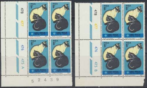 1972 - RSA  CENTENARY OF THE SPCA  CONTROL BLOCKS FINE UN MINT