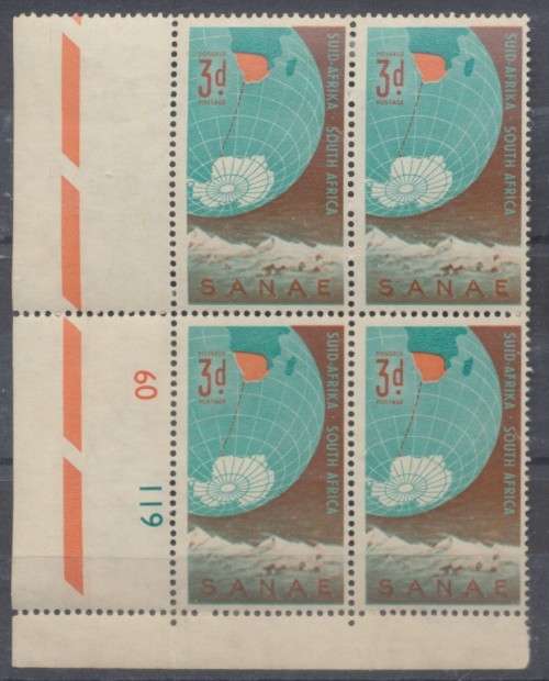 SA UNION   - 1959 , SACC 177 -  ANTARCTIC EXPEDITION CONTROL  BLOCK   - FINE MINT