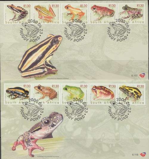 RSA 2000  - SACC 6.117/8   FROGS OF SA  FIRST DAY  COVERS