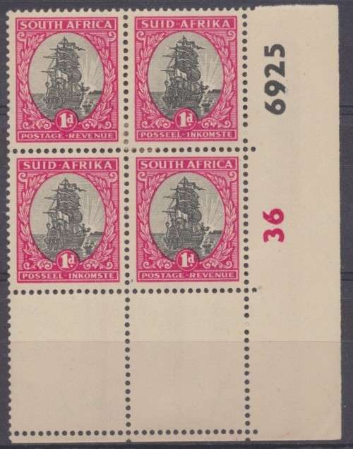 SA UNION  1951  , SG 135  RE-DRAWN 1d CONTROL   MINT