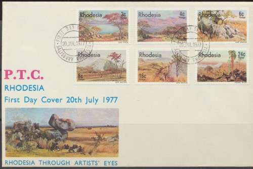 RHODESIA 1977 -   SACC 306/11 ARTISTS OF RHODESIA  FIRST DAY COVER