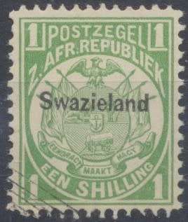 1889 -  TVL  1 SHILLING   OVERPRINT   SWAZILAND  -  FINE USED
