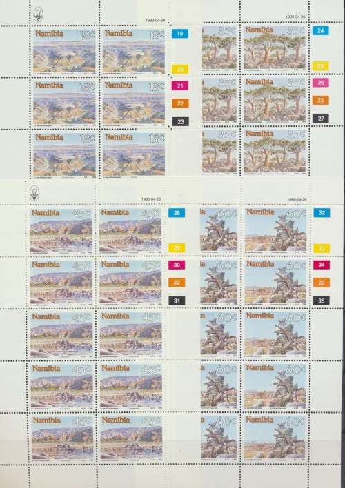 NAMIBIA  -  1990  NAMIBIAN SIGHTS  SET OF  FULL SHEETS  - FINE MINT