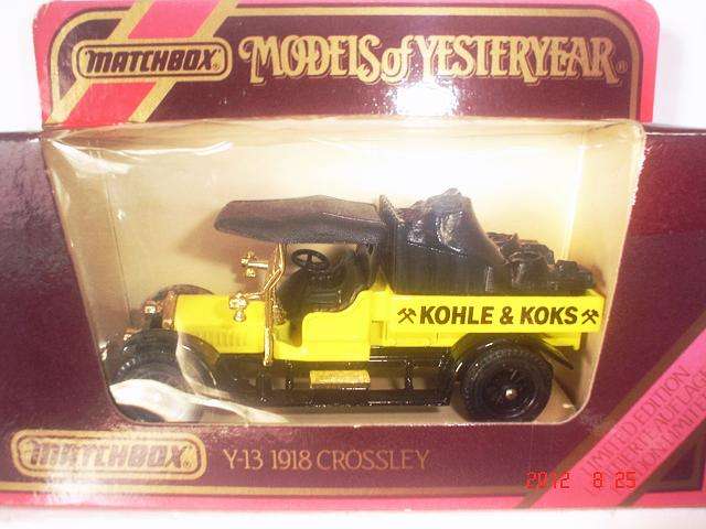 MATCHBOX DIECAST; MODELS OF YESTERYEAR-Y13-1918 CROSSLEY,BOXED(ENGLAND)