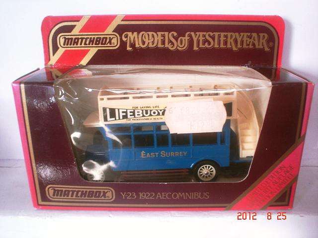 MATCHBOX DIECAST; MODELS OF YESTERYEAR-Y23-1922 AECOMNIBUS,BOXED(MACAU)