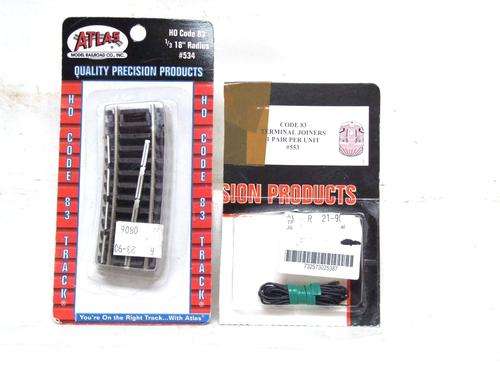 ATLAS HO: New 4pc Code 83 Nickel Silver Metal Track, + Code 83 power adapters