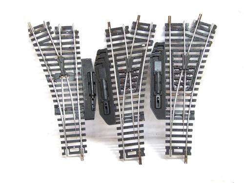 LIMA HO: 2x RH + 1x LH Manual Turnouts in fair used unboxed condition.(Italy)