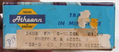 ATHEARN HO: Detailed  GE-U28-B N&W Diesel  Locomotive in Fair boxed condition (USA)