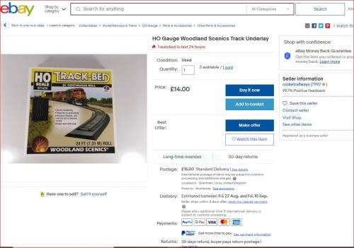 WOODLAND ACC HO: 7.3 Meter Seamless Track Bed in New Sealed packaged condition(USA)