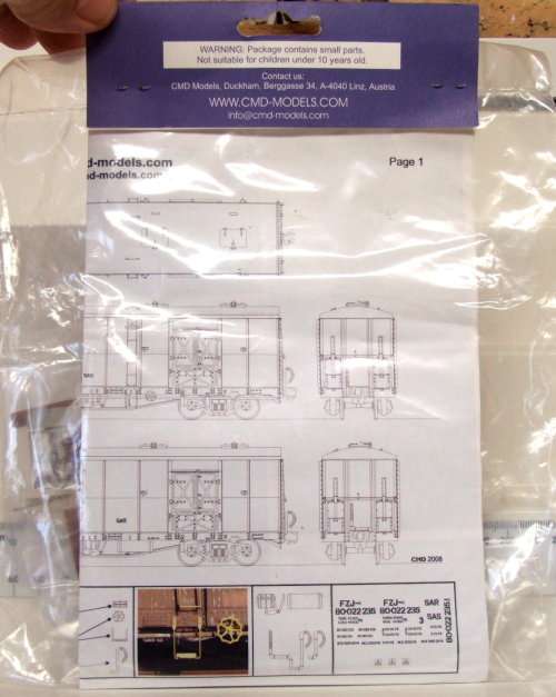 CMD MODELS HO:  SAR FZJ-6 Grain Wagon Kit in New Packaged condition(RSA)
