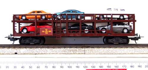 LIMA HO: Custom SAR  Auto Transporter with 6 Car Load is in Good, Used condition (Italy)