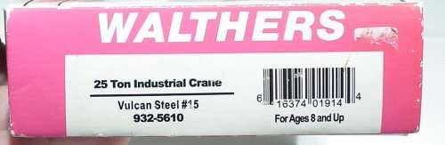 WALTHERS HO: Vintage Vulcan Steel Recovery Crane in Fair used and boxed condition