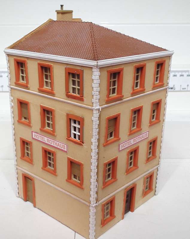 SCENERY HO: Vintage European Multi Story Hotel in Refurbished Used Condition.