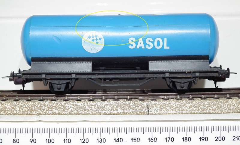 LIMA HO: SAR SASOL Tanker Wagon in Fair Un-Boxed, Used Condition (Italy)