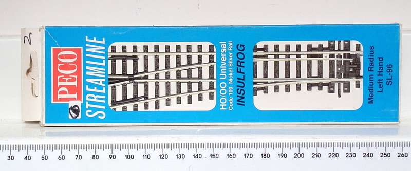 PECO OO/HO: New Nickel Silver Medium Radius LH Point in Boxed Condition.(England)