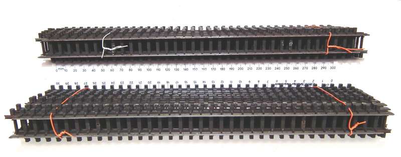 TRI-ANG OO:  20pc Vintage Solid Metal, High Profile Strait Track in Fair Used Condition.(England)