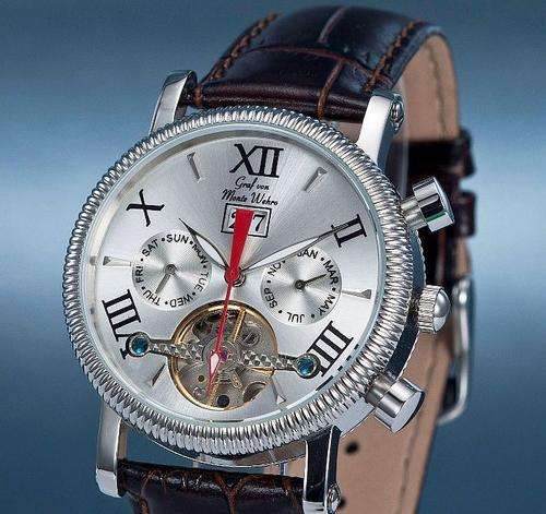 AUTOMATIC GRAF Von MONTE WEHRO  NEW Authentic "ZAPOPAN"  DAY DATE MONTH SEE THRU BACK MULTI FUCTION