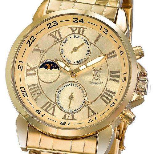 NEW KONIGSWERK "GRYPHUS"GOLD METAL  MOON PHASE MULTIFUNCTION QUARTZ