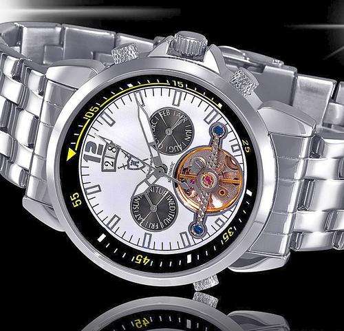 AUTHENTIC KONIGSWERK (Syrus) AUTOMATIC SEE THRU BACK (GLASS) White/Black face Multi Function