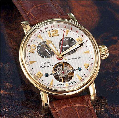 NEW AUTOMATIC See Thru (glass back) GRAF Von MONTE WEHRO "HerveyBay" 35 Jewels - Limited Edition