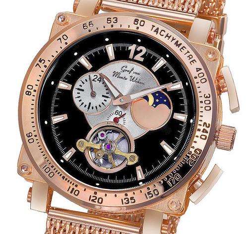 NEW AUTOMATIC GRAF Von MONTE WEHRO "Carson City" Tachymeter Rose Gold Colour Moon Phase