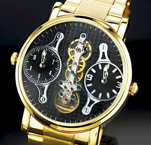 BRAND NEW AUTOMATIC GRAF Von MONTE WEHRO "Adelaide" Gold/Black SEE THRU
