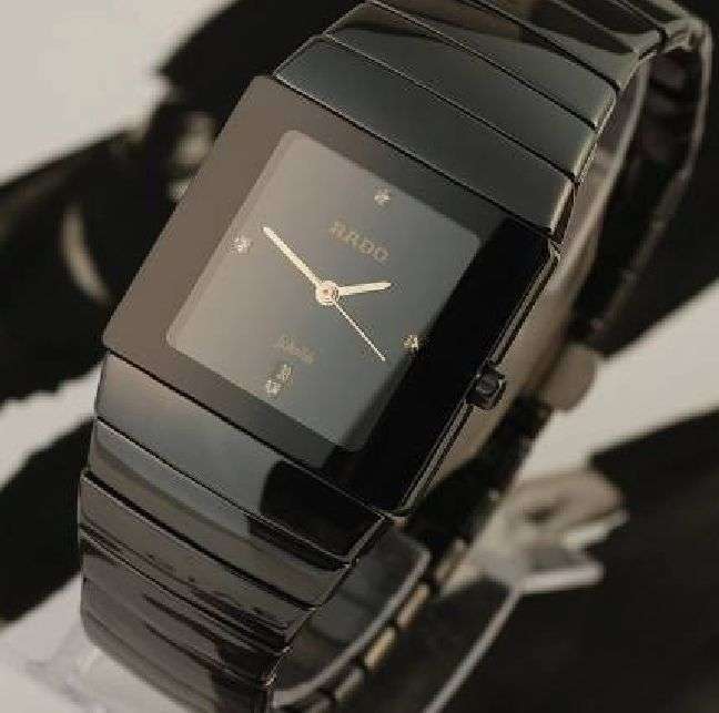 RADO JUBILE CERAMIC BLACK DIAMOND FACE DATE QUARTZ