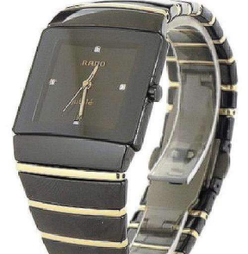 RADO JUBILE CERAMIC BLACK DIAMOND FACE DATE QUARTZ