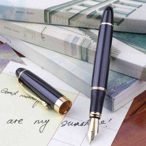 Jinhao X450 18kt Gold nip Fountain Pen Black Medium Nib Gold Trim New
