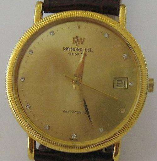 RAYMOND WEIL  AUTO. GENTS GOLD/DIAMOND DATE WATCH 2809