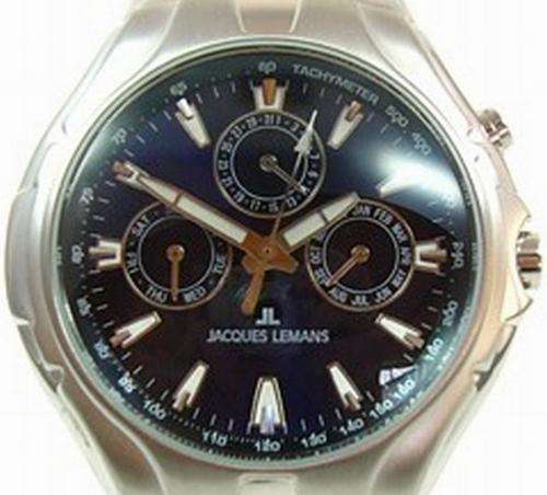 BRAND NEW JACQUES LEMANS Chronograph Full Calender 1-1190 Darkblue FACE Quartz