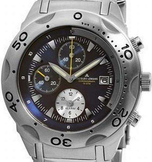 BRAND NEW JACQUES LEMANS METALLIC BLACK 100METER CHRONOGRAPH BLACK 1-1351a