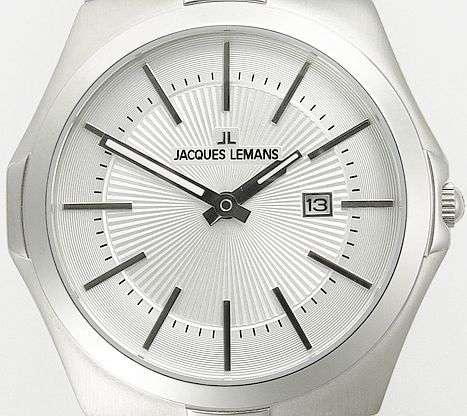 BRAND NEW GENTS JACQUES LeMANS DATE THIN DRESS WATCH 1-1136 50M (165FT) W/RESISTANT