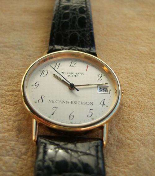 ORIGINAL JUNGHANS GERMAN GENTS GOLD/SILVER DIAL QUARTZ 41/7826 W/REST 30M-100FT