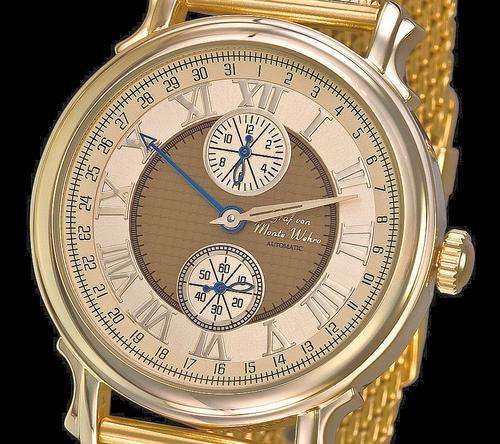 BRAND NEW Authentic AUTOMATIC GRAF Von MONTE WEHRO GOLD"Ancona" GLASS SEE THRU BACK- MULTI FUNCTION