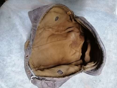 Leather helmet and goggles