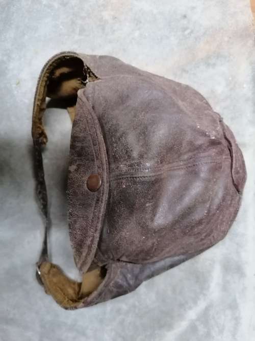 Leather helmet and goggles