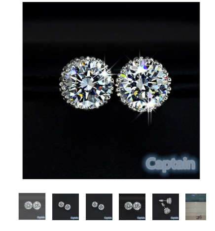 Free gift, just pay R50 shipping; 1 Pair Fashion Chic Crystal Princes 18K White Gold Plated Ear Stud