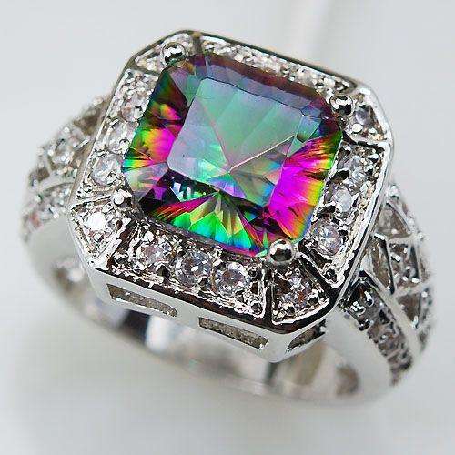 *R3500 MYSTIC TOPAZ 925 STERLING SILVER GEMSTONE RING #8