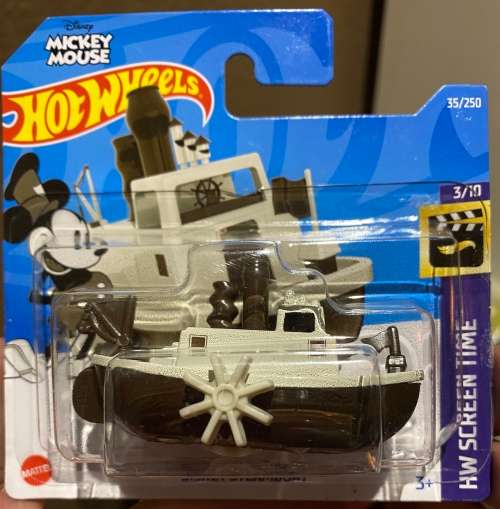 Hotwheels Disney Steamboat - Black and white - Carded - Excellent condition